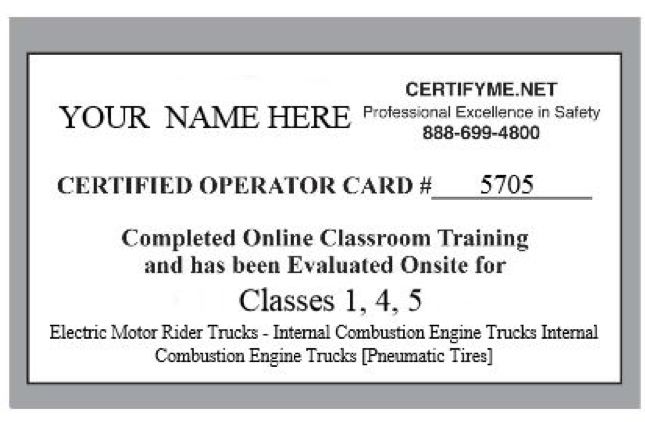 printable forklift certification card template free